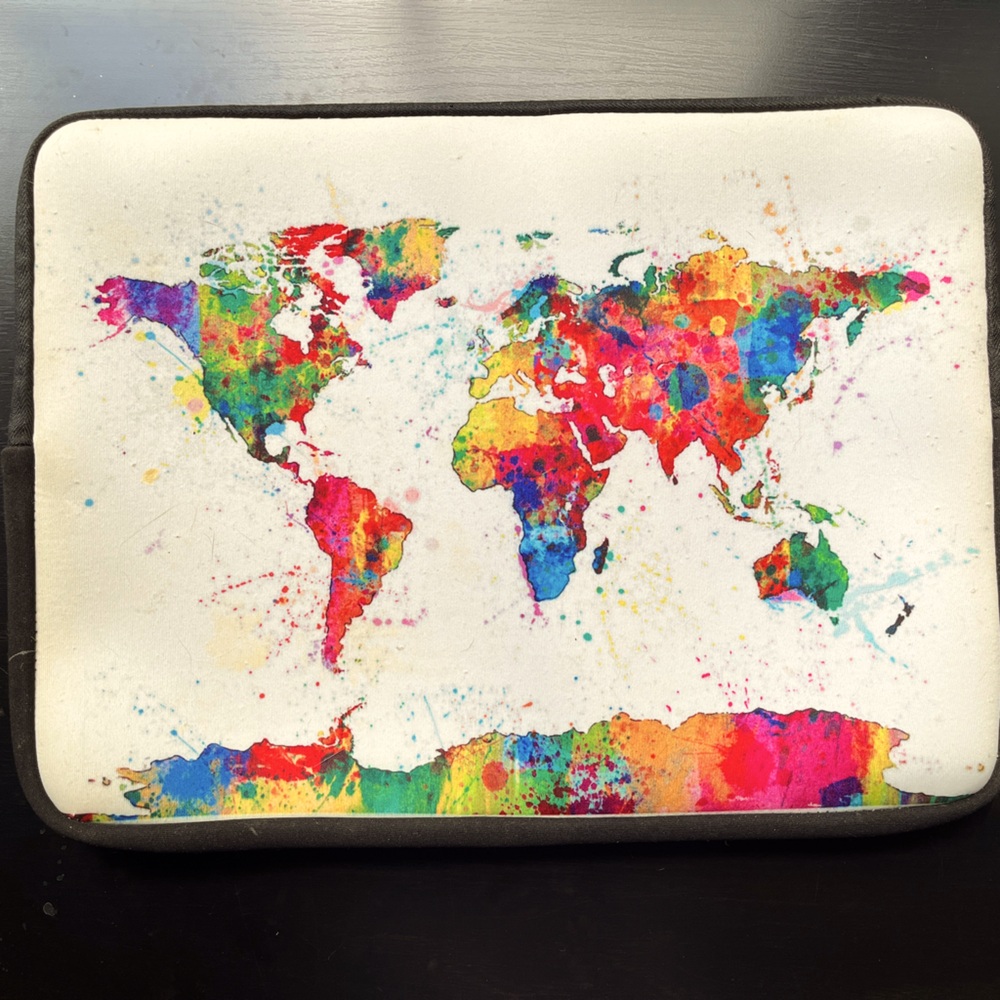 Laptop Sleeve Watercolor World Map
